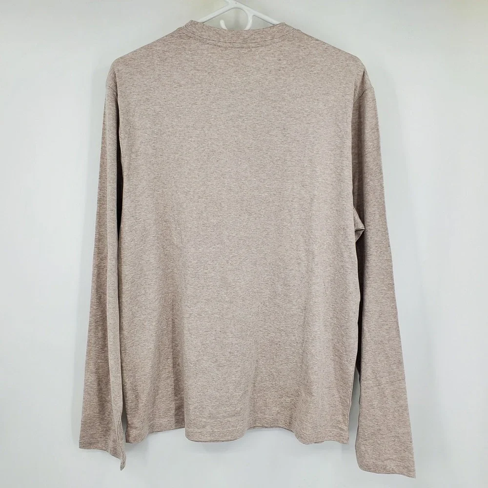 NWT Banana Republic Mens Luxe Touch Long Sleeve Crew Neck Tee Oatmeal Heather L